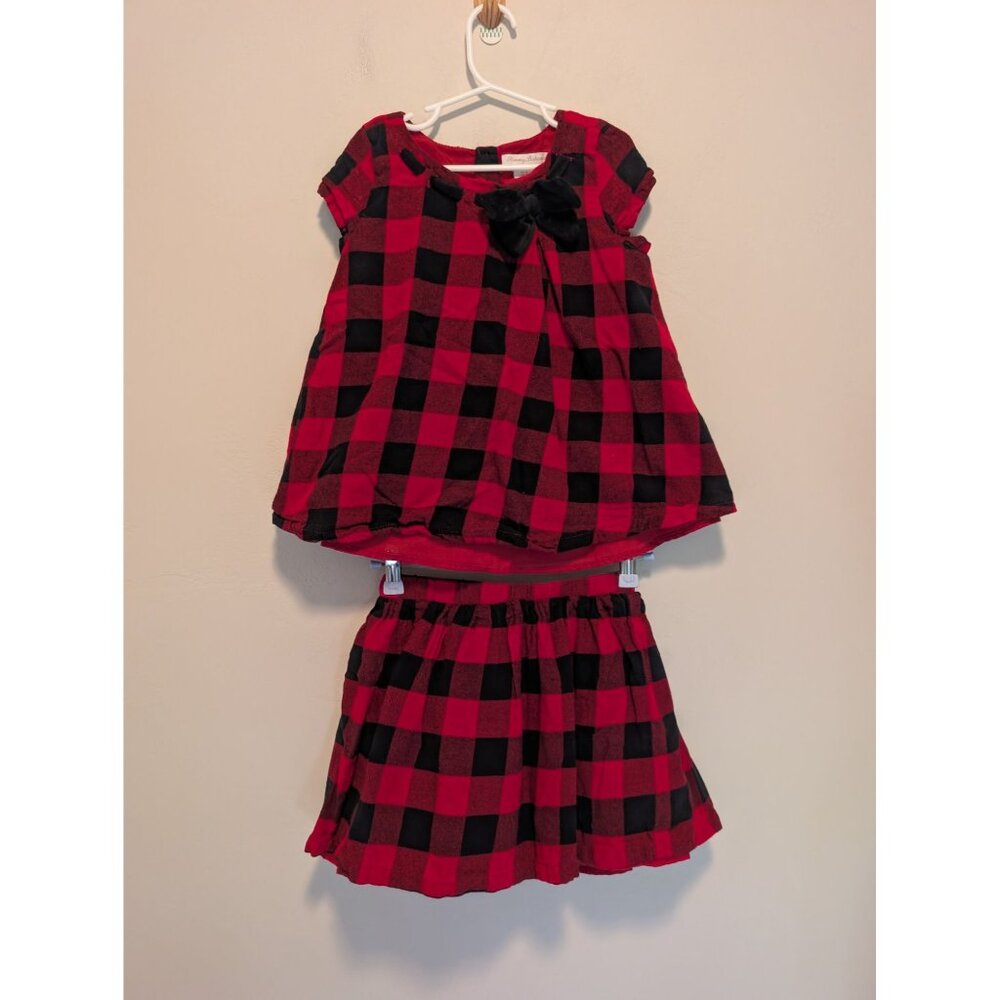 Tommy Bahama Toddler Plaid Red & Black Top And Skirt Set 5T